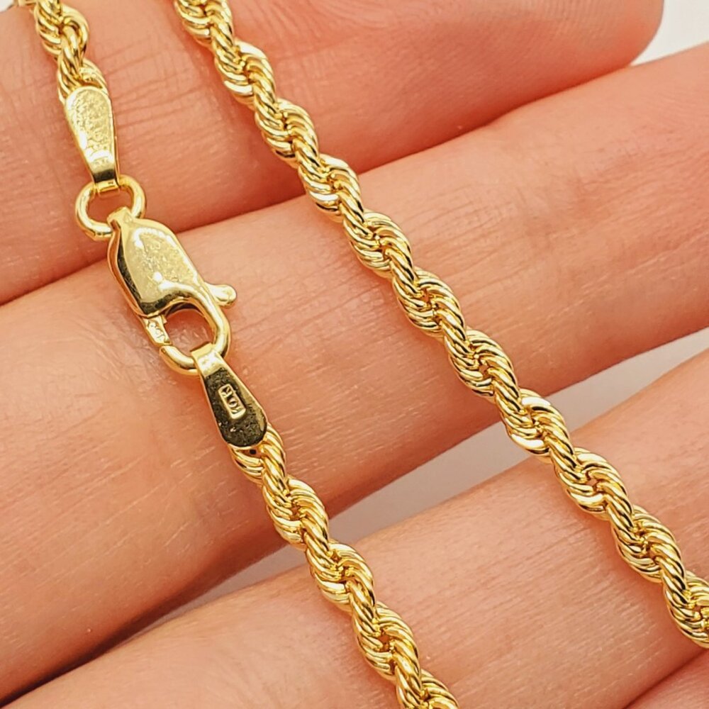 10K Yellow Gold Italian Rope Anklet (2.6mm), 10 Inches
